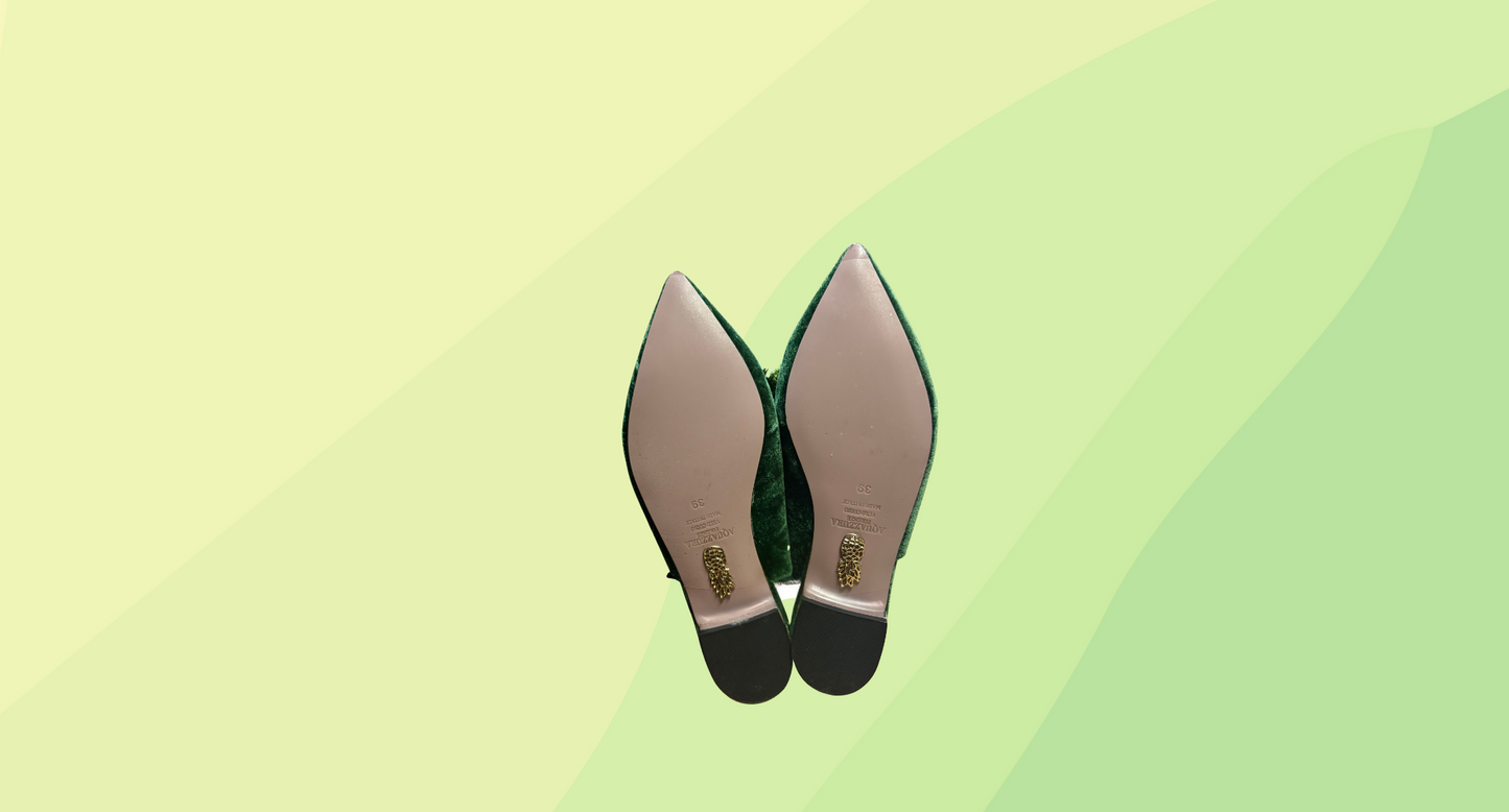 Aquazzure Powder Puff Suede Flat - Size 39 - Jade