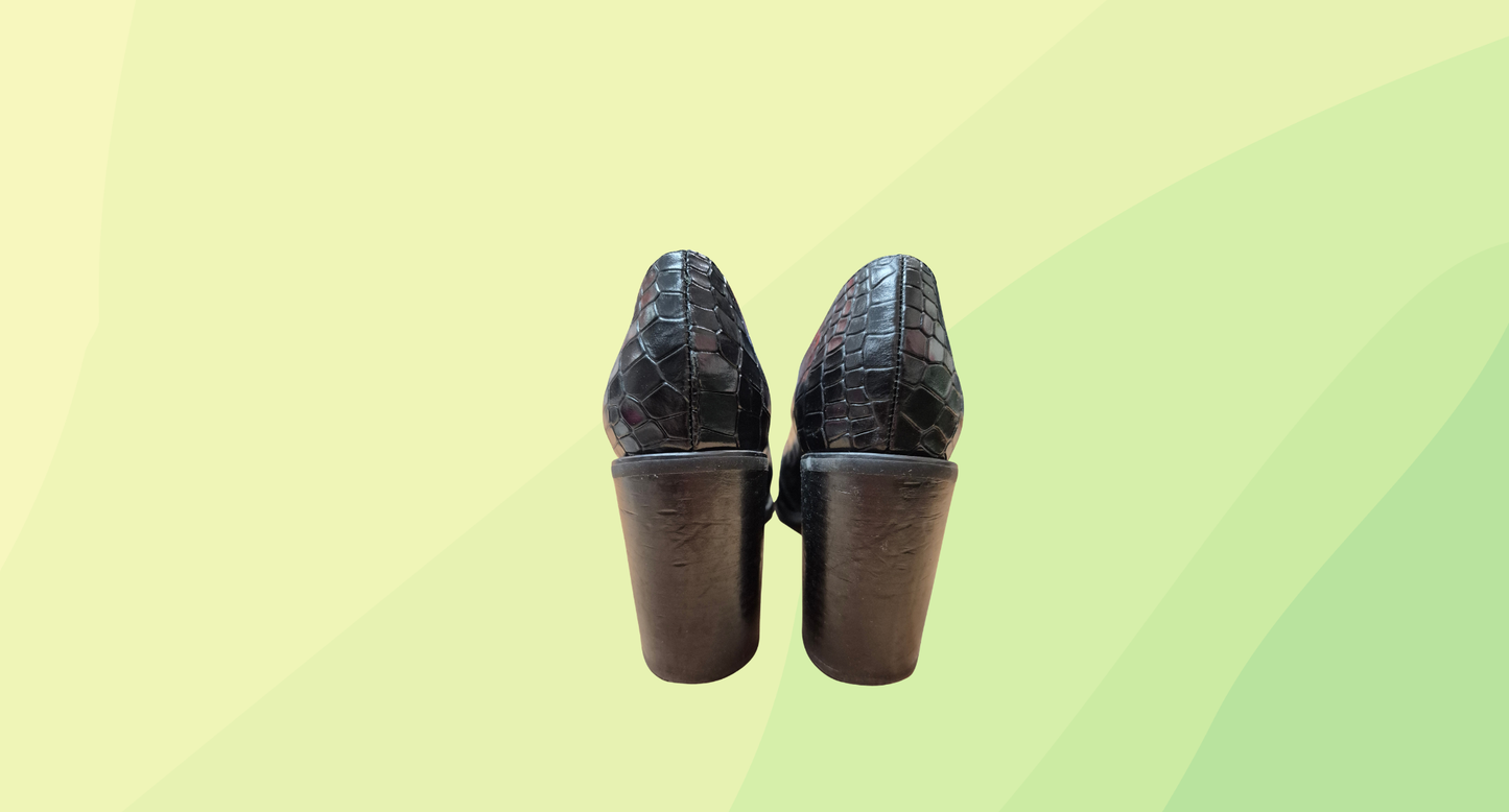 Jo Mercer Dominique Croc-embossed Heels - Size 39 - Black
