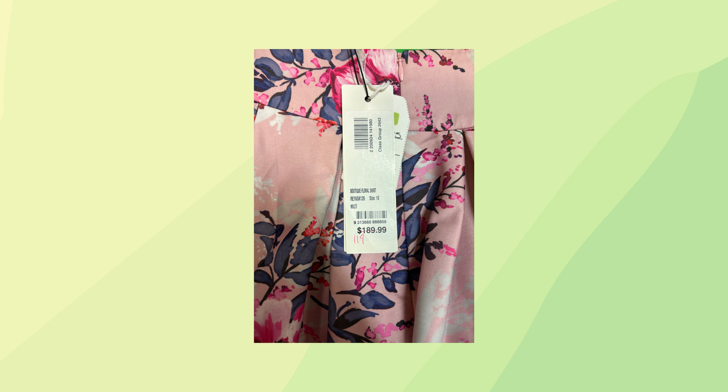 Review Boutique Floral Skirt RRP $189.99 - Size 10 - Pink