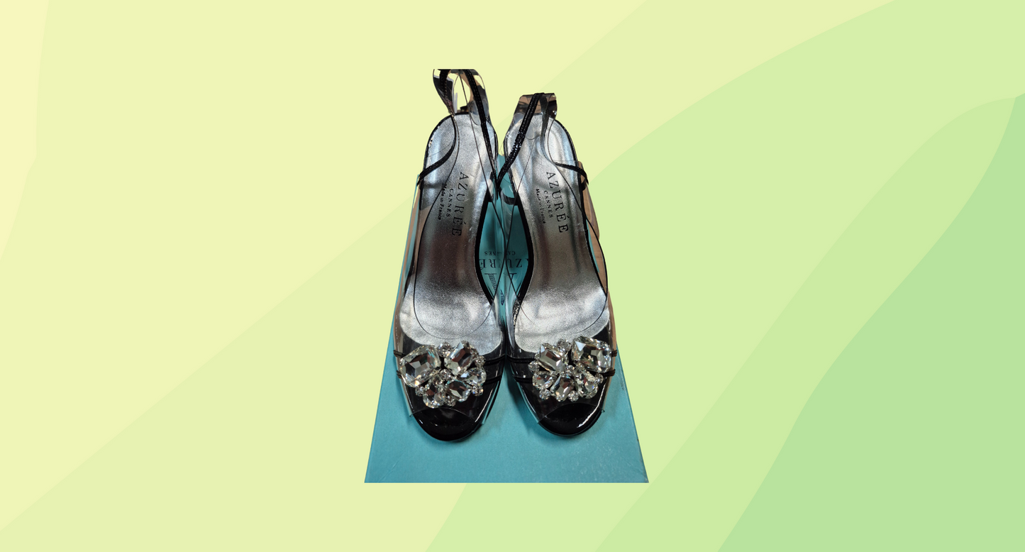Azuree Nula Dress A low Heels RRP $369.00 - Size 37 - Black/Transparent