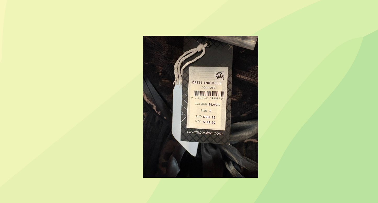 City Chic Strapless Dress Embellished Tulle RRP $189.95 - S - Black/Tan