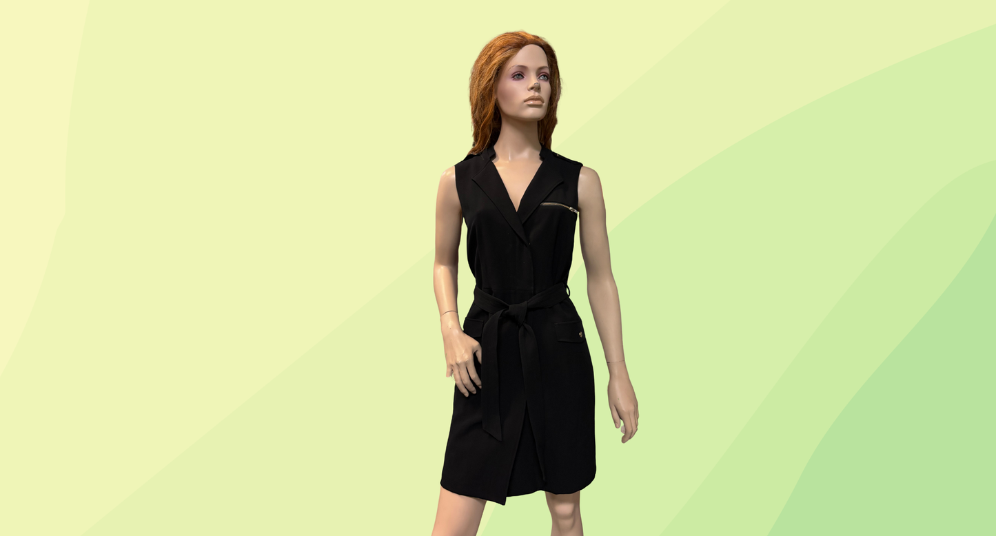 Portmans Sleeveless Trench Dress RRP $119.95 - Size 14 - Black