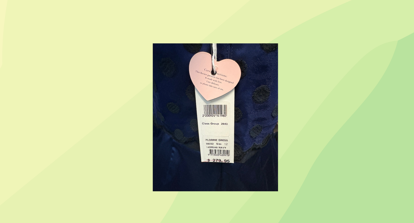 Review Florrie Dress RRP $279.95 - Size 12 - Navy