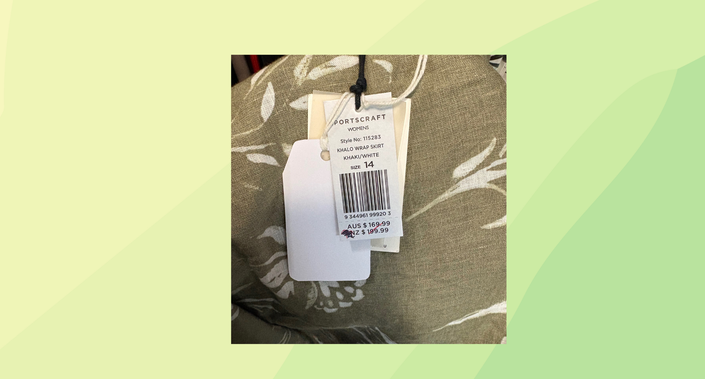 Sportscraft Khalo Wrap Skirt RRP $169.99 - Size 14 - Khaki/White