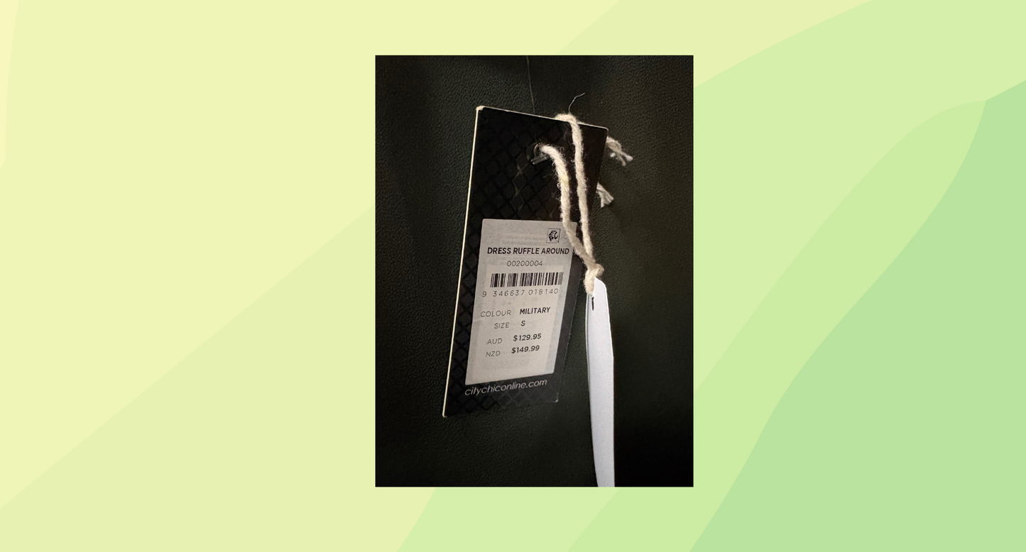 City Chic Ruffle Around Dress RRP $129.95 - S - Military