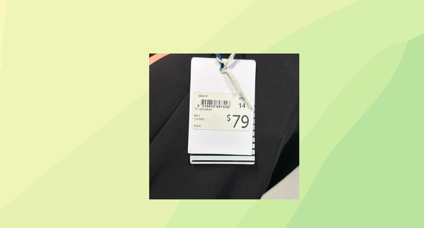 John Paul Gaultier Tux Skirt RRP $79 - Size 14 - Black