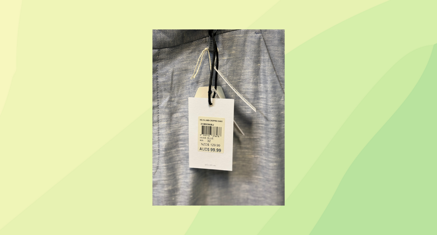 YD Helya Linen Cropped Chino RRP $99.99 - Size 32 - Baby Blue
