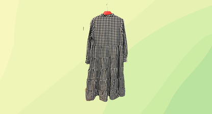 Zjoosh Angelina Long Sleeve Dress - XL - Black/White Check - RRP $229