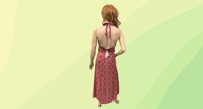 Tigerlily 2Pce Set - Eliza Poppy Halter Top RRP $129 & Eliza Gabriella Maxi Skirt RRP $189 - Size 16 - Red/Beige Ornate