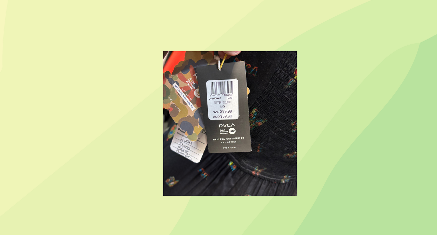 RVCA Flutter Fenced Dress RRP $89.99 - Size 10 - Black