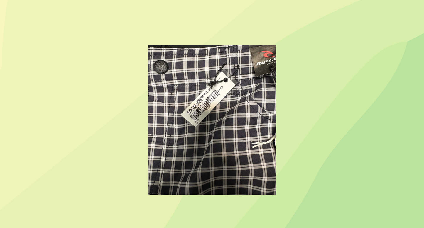 Ripcurl Mens Boardshorts RRP $69.99 - Size 38 - Black/White Check