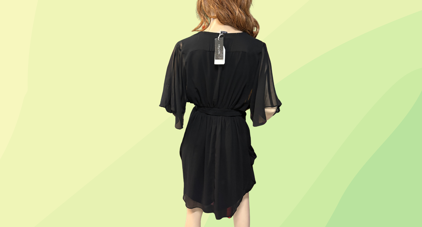 City Chic Wrap Dress RRP $99.95 - XXS - Black