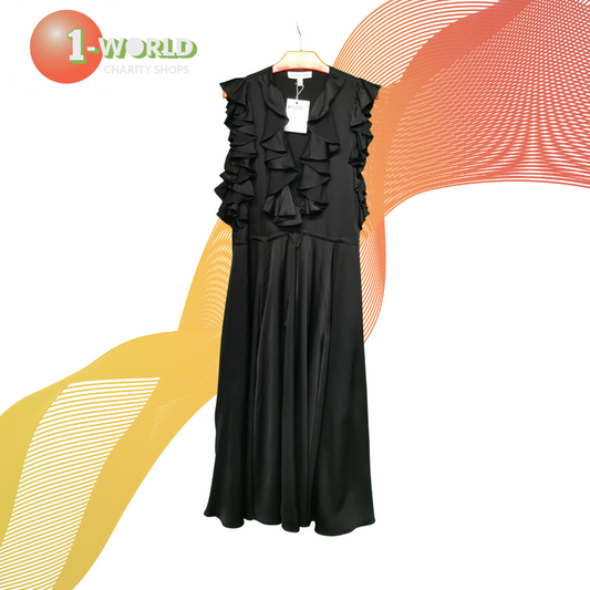 Shona Joy Frilly Dress - Size 12 Black