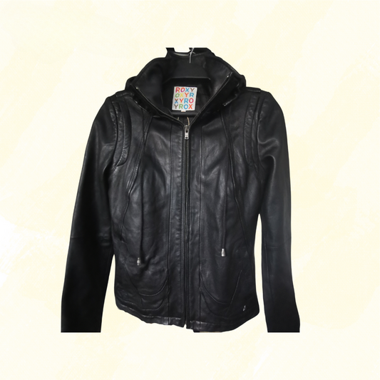 Roxy Fitted Leather Jacket - XS - Black