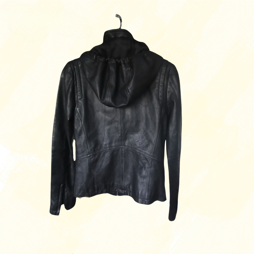 Roxy Fitted Leather Jacket - XS - Black