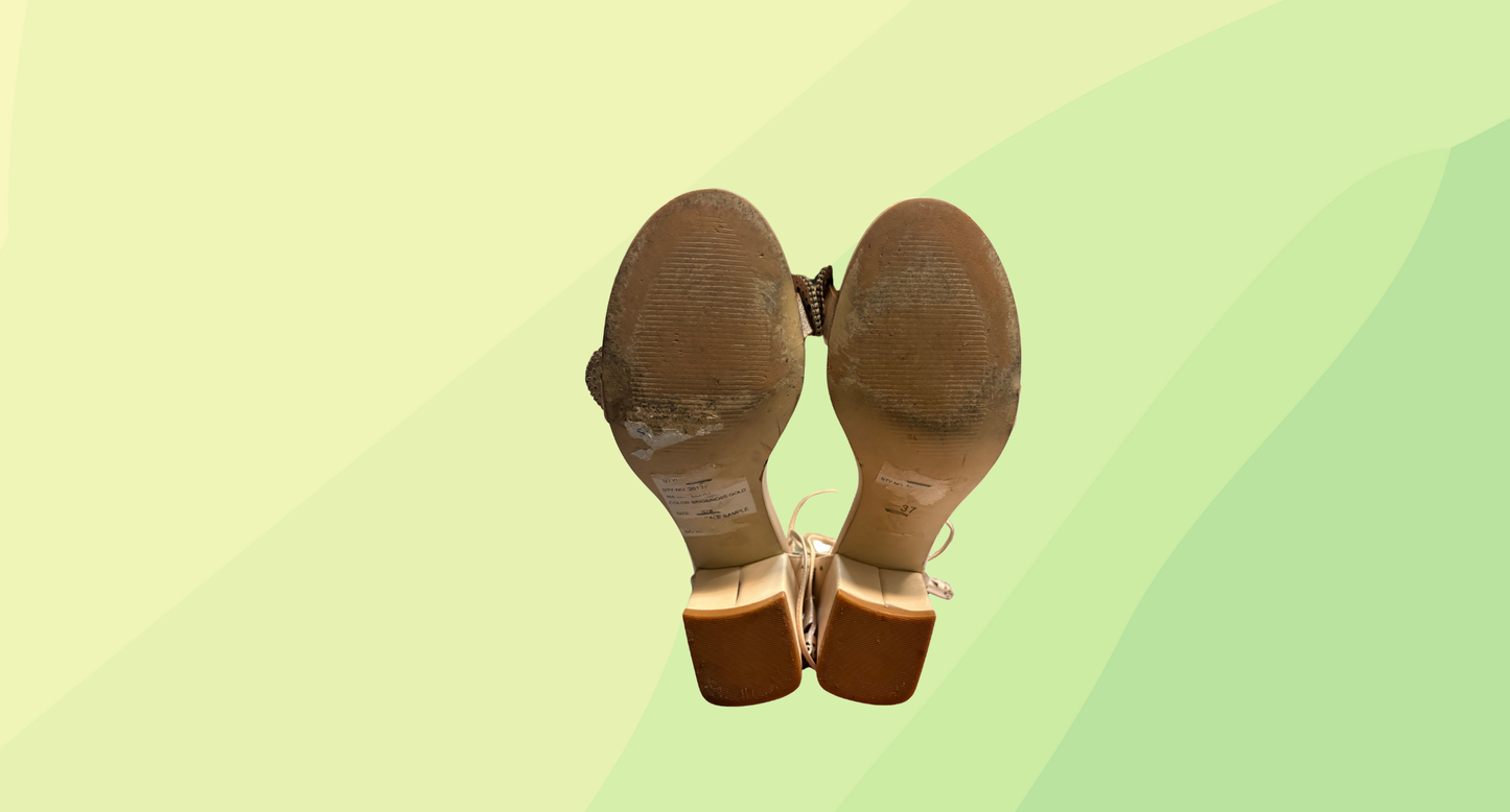 Django & Juliette Lace Up Heels - Size 37 - Beige/Rose Gold