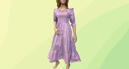 Bonfire The Label Off The Shoulder Shirred Dress RRP $199 - S - Lavender