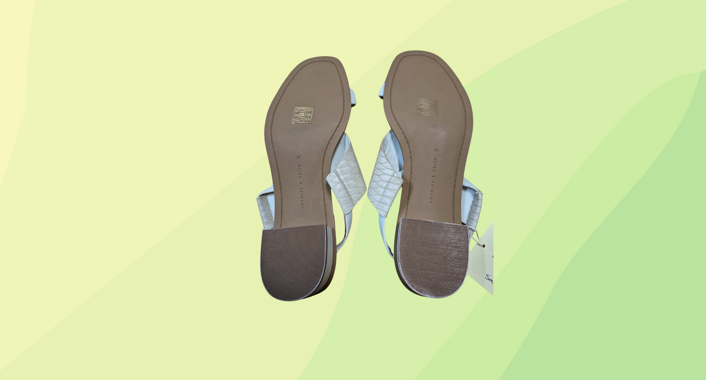 Charles & Keith Sandal - Size 39 - White/Beige