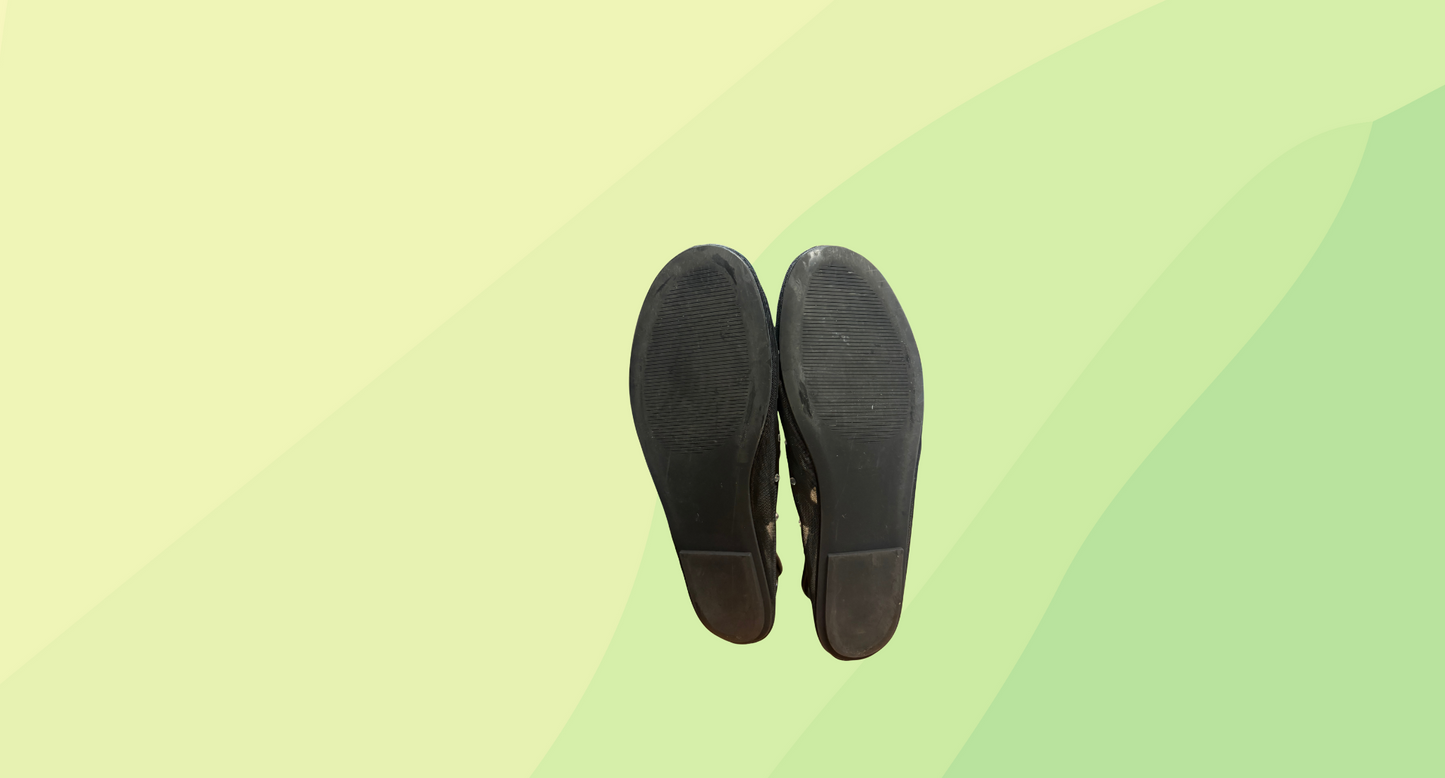 Decjuba Round Toe Diamonte Ballet Flat - Size 40 - Black