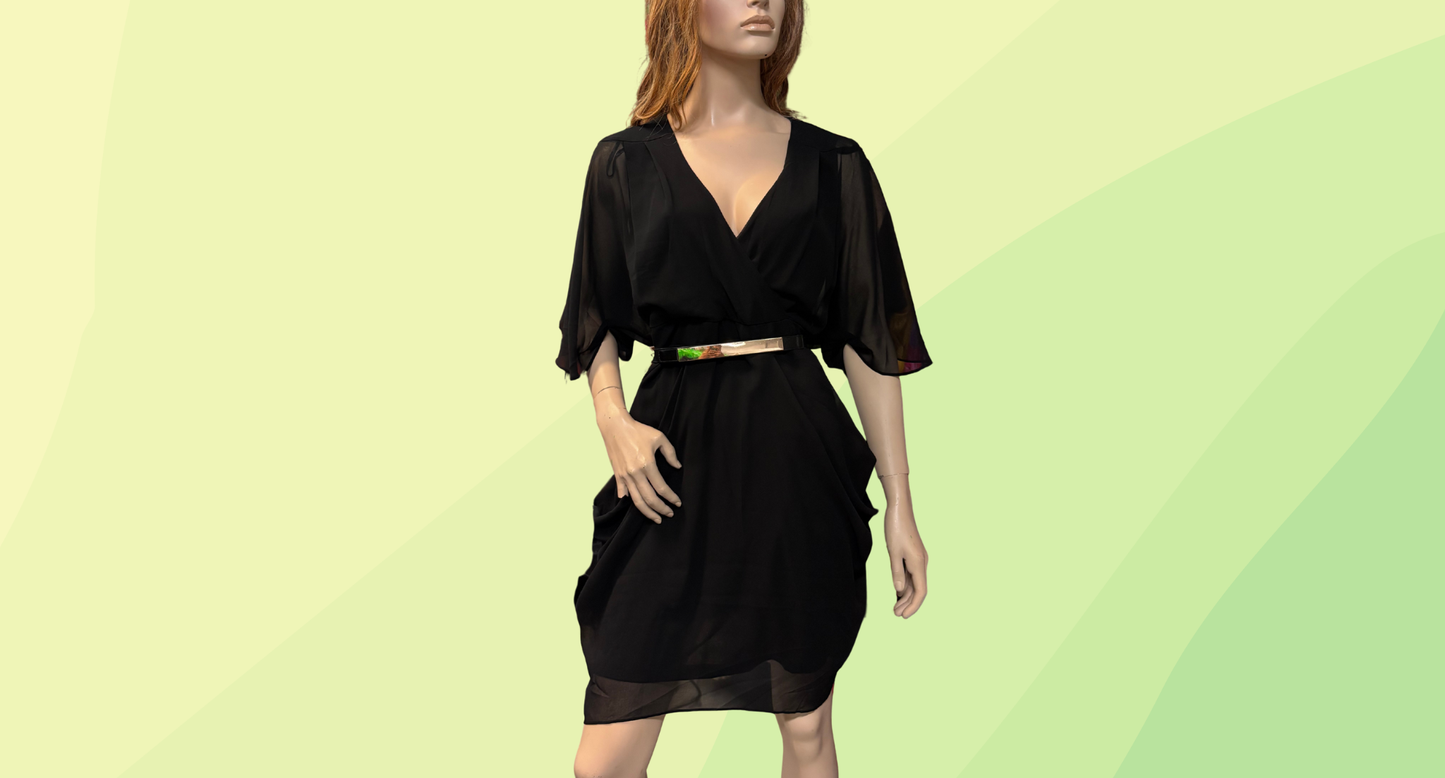 City Chic Wrap Dress RRP $99.95 - XXS - Black