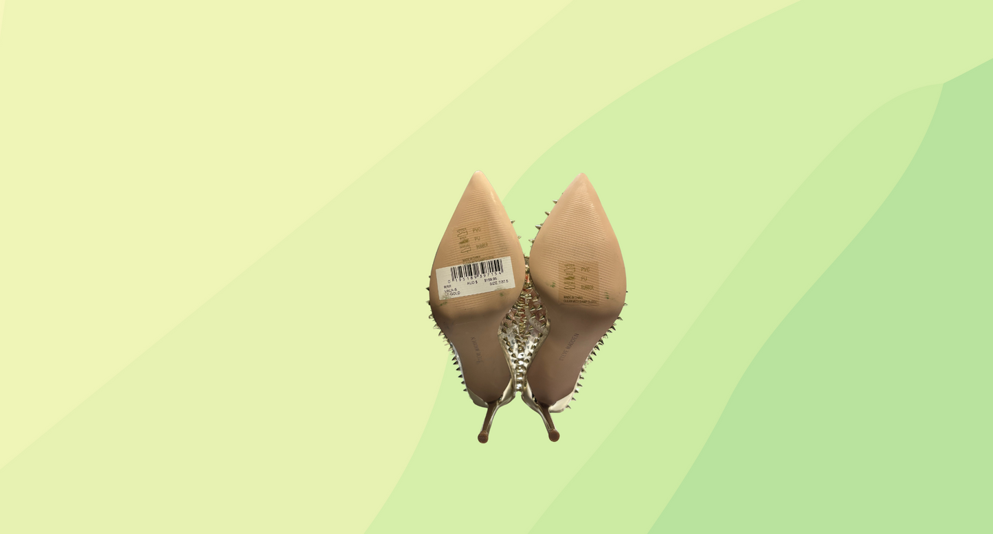 Steve Madden Spike Heels - Size 37.5 - Clear & Gold