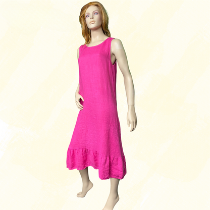 Terzo Millennio 100% Linen Dress - Pink M