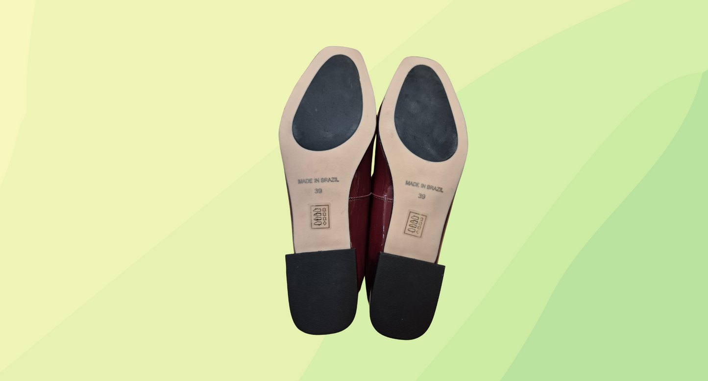 Chrissie Russia Flat Patent Leather - Size 39 - Burgundy