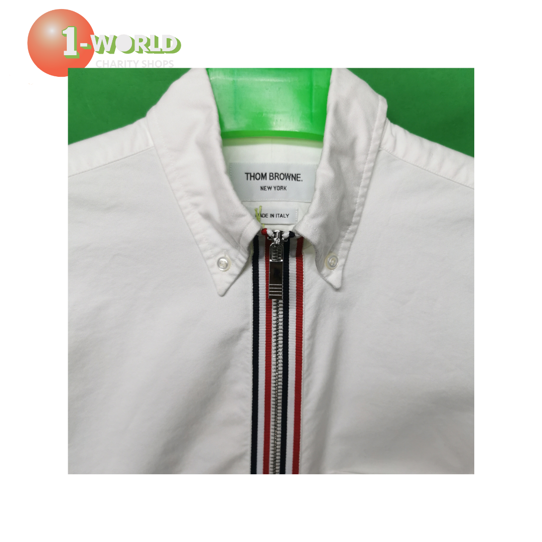 Thom Browne Thigh Length Zip Front Oxford Shirt