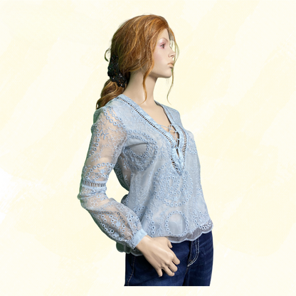 We are Kindred Lace Top - Pale Blue 8