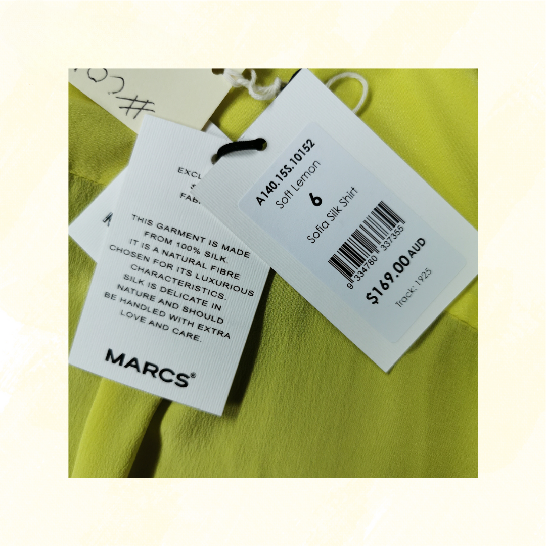 Marcs Sofia Silk Shirt - Size 6 - Soft Lemon