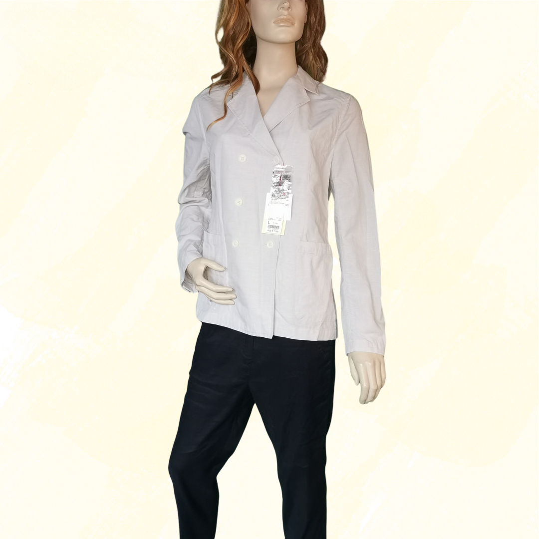 Ines De La Fressange Women Double Shirt Jacket RRP $79.90 - Size L - Light Grey