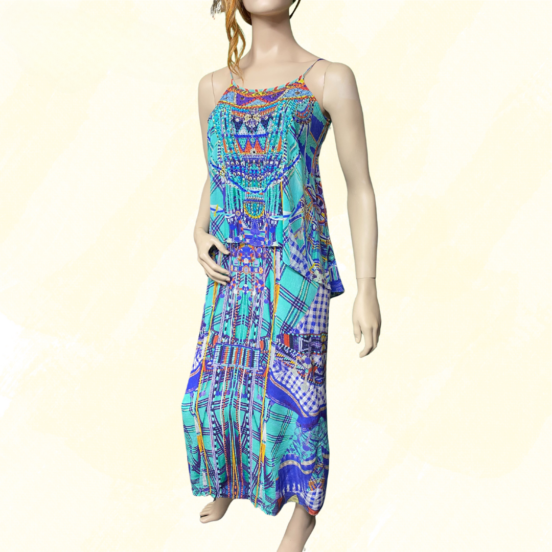 Camilla Long Silk Dress - Multi - 8