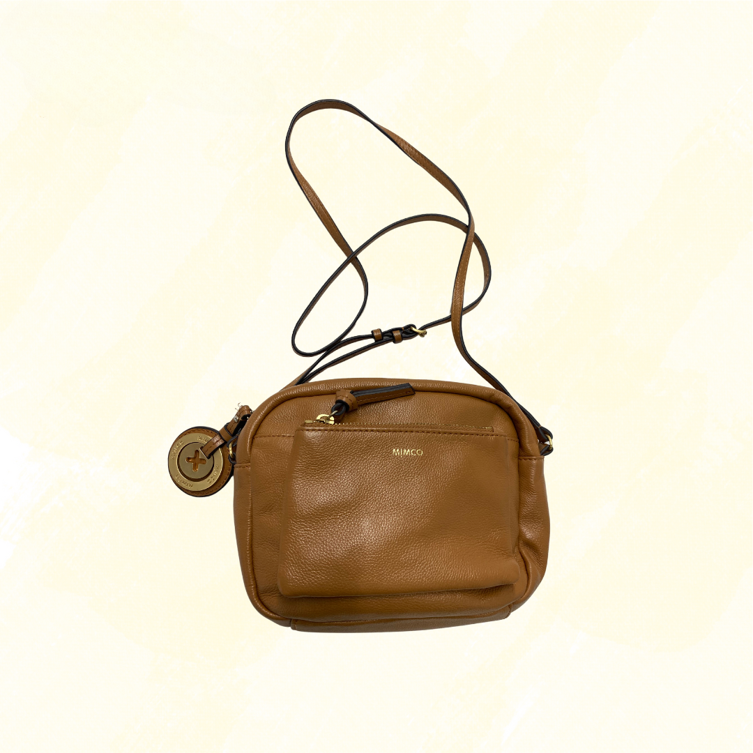 Mimco Small Leather Crossbody Handbag - Tan