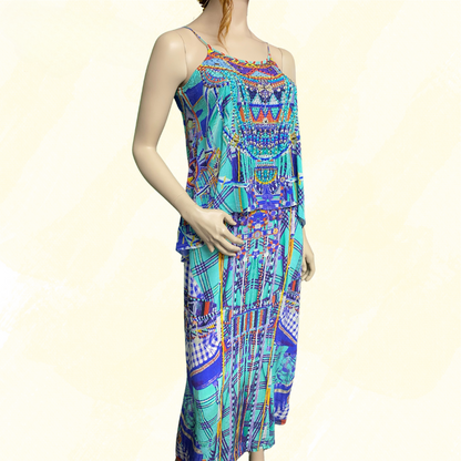 Camilla Long Silk Dress - Multi - 8