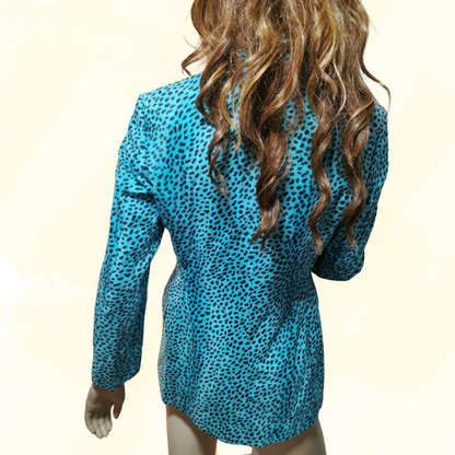 Versace Jeans Couture Velour Teal Dalmatian Vintage Blazer - 46 - Teal/Black Spot