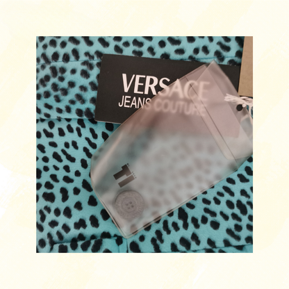 Versace Jeans Couture Velour Teal Dalmatian Vintage Blazer - 46 - Teal/Black Spot