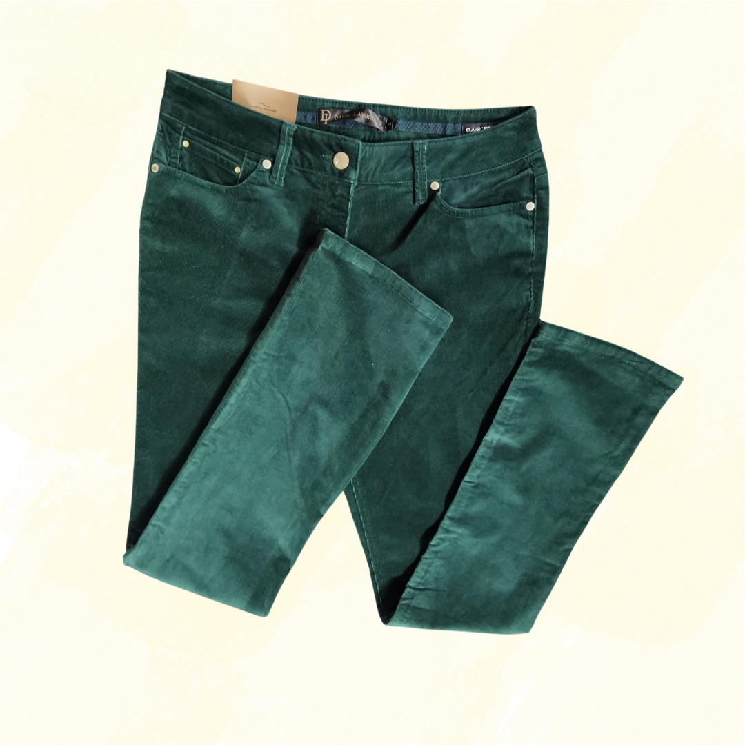 David Lawrence Straight Leg Cord Jeans   - Size 9 - Green