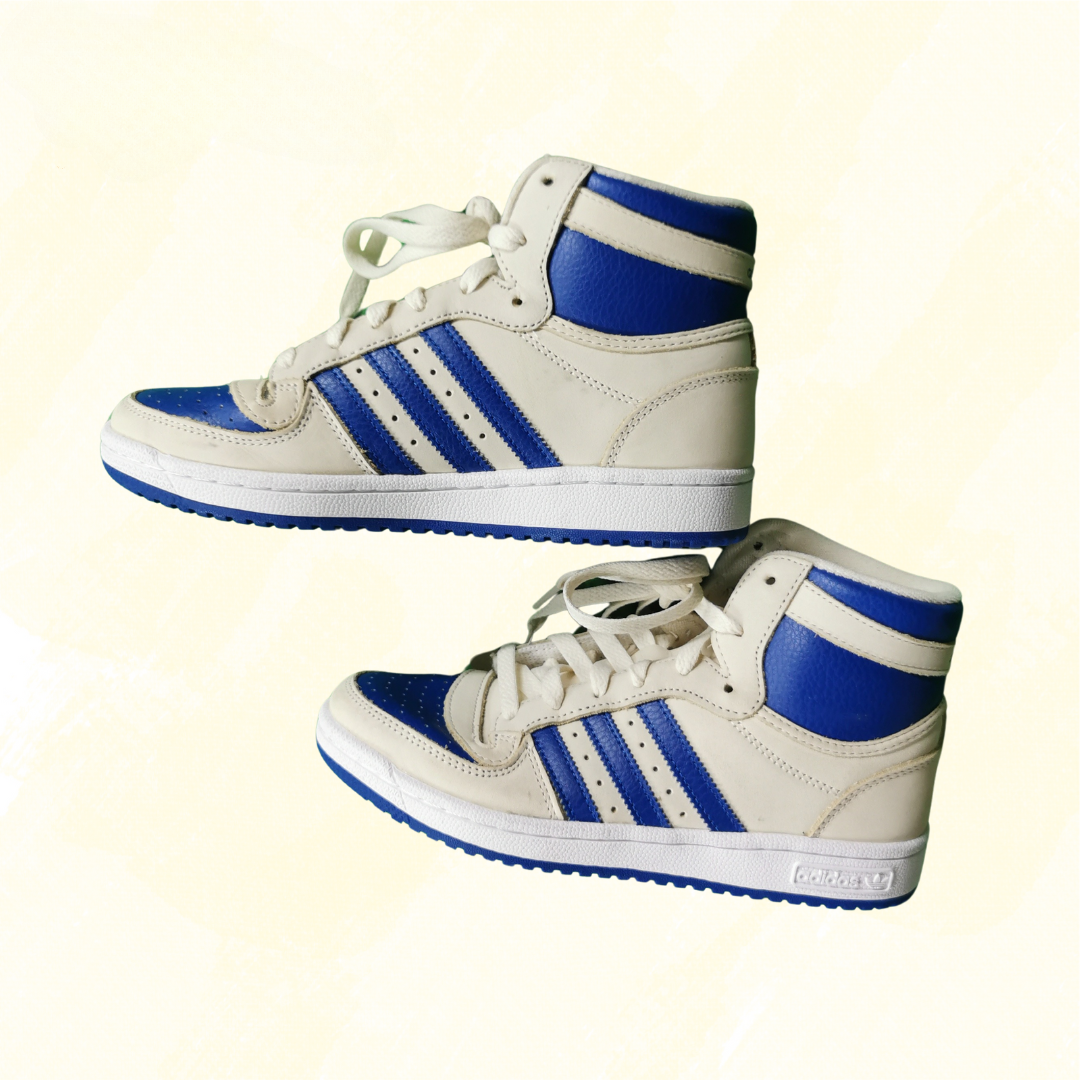 Adidas Originals Top Ten Basketball Shoes - 6 - White/Blue