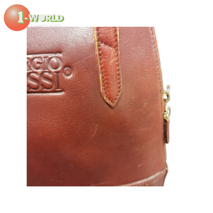 Sergio Rossi Orange Leather Satchel Handbag