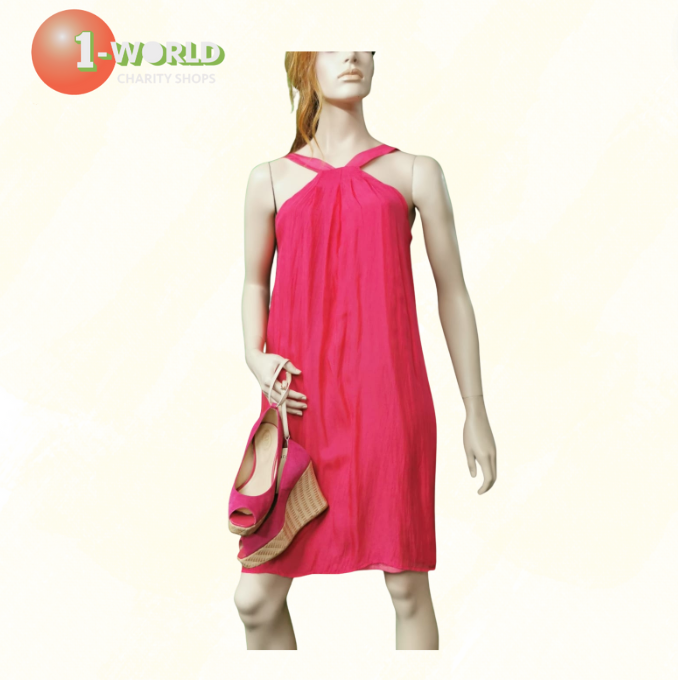 Satch Halter strap short silk dress - 8 Pink